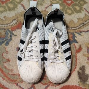 Adidas Superstar Black + White Stretch Mesh Sneakers 38 Women's S76536